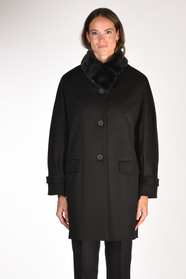 Mouche Cappotto Ecofur Nero Donna-2