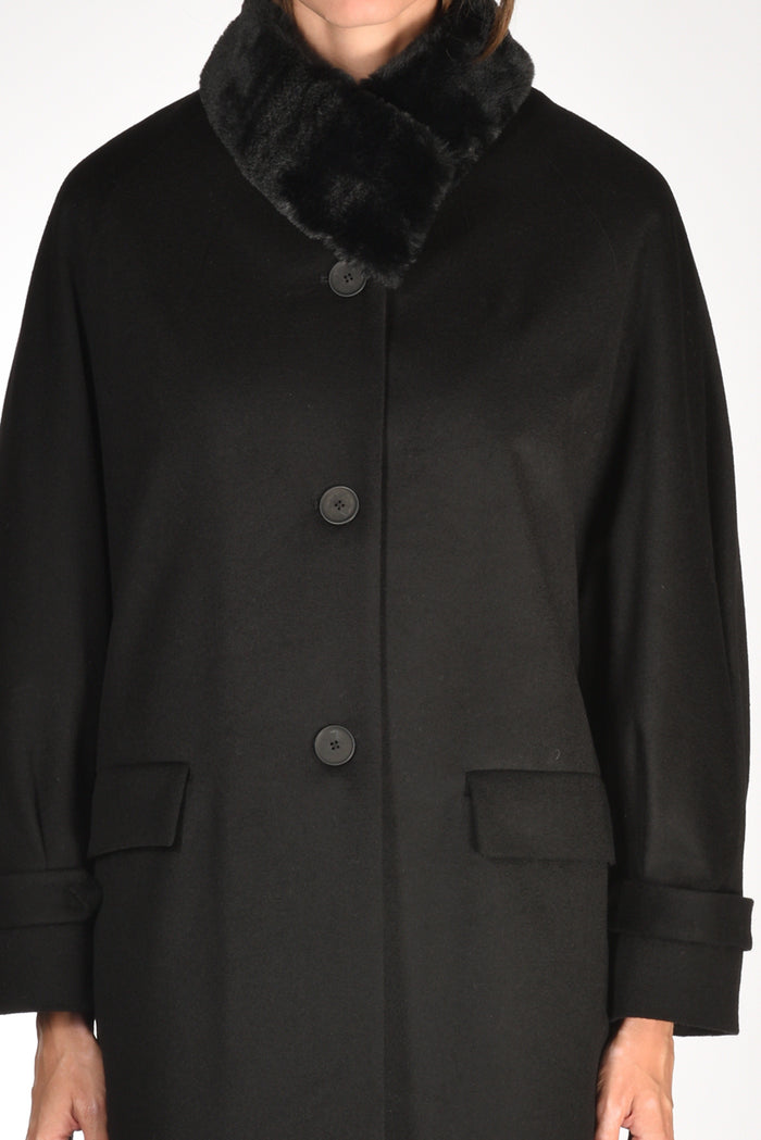 Mouche Cappotto Ecofur Nero Donna - 3