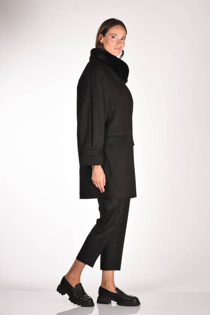 Mouche Cappotto Ecofur Nero Donna - 4