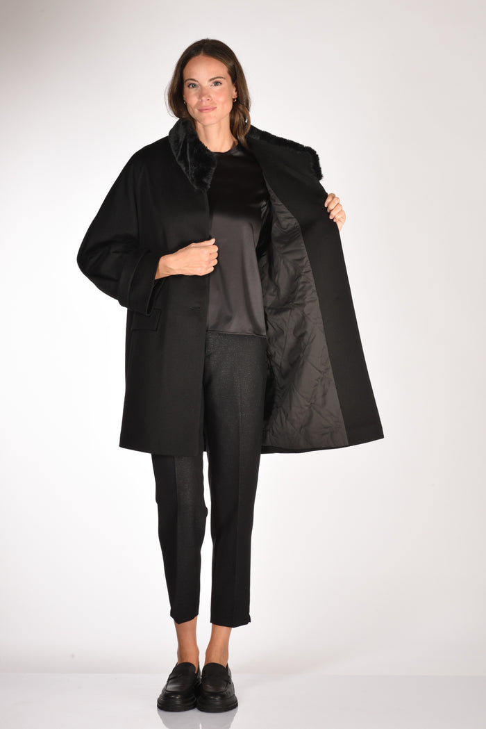 Mouche Cappotto Ecofur Nero Donna - 6