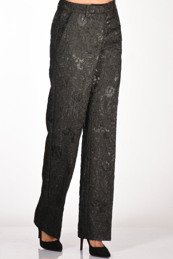 Alessandro Enriquez Pantalone Broccato Nero Donna
