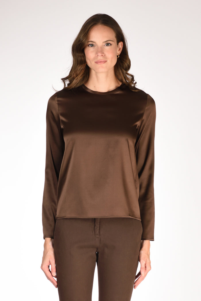 Shirt C Zero Camicia Seta Marrone Donna - 2