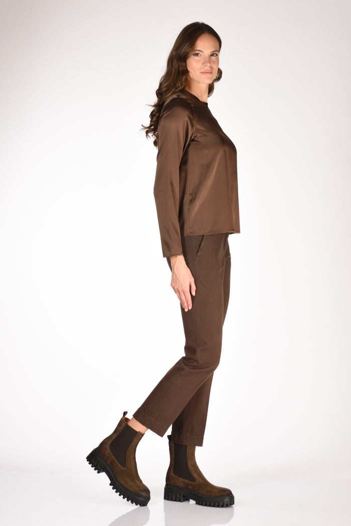 Shirt C Zero Camicia Seta Marrone Donna - 4