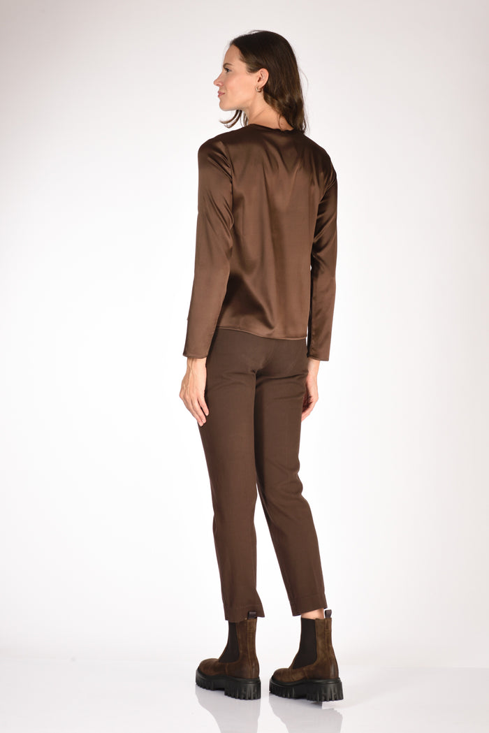 Shirt C Zero Camicia Seta Marrone Donna - 5