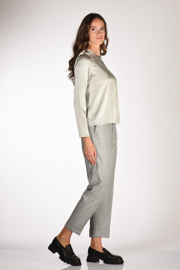Shirt C Zero Camicia Seta Grigio Chiaro Donna - 4