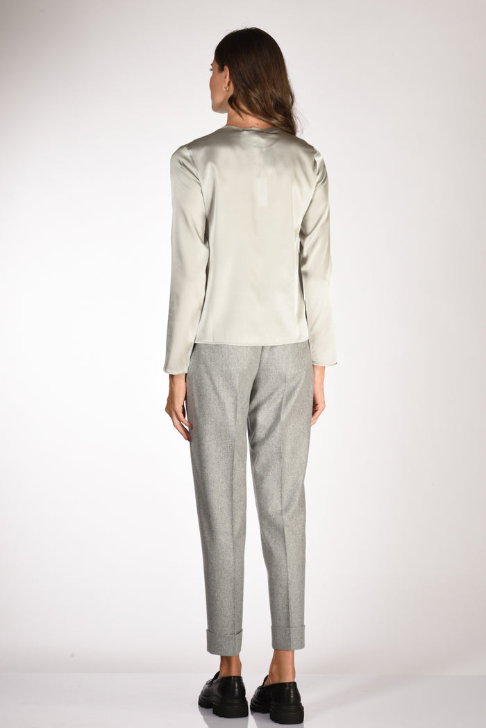 Shirt C Zero Camicia Seta Grigio Chiaro Donna - 5