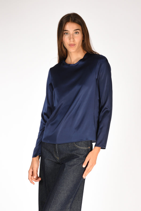 Shirt C Zero Camicia Seta Blu Donna