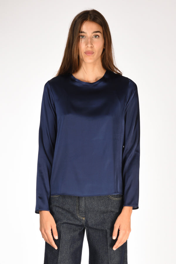 Shirt C Zero Camicia Seta Blu Donna-2
