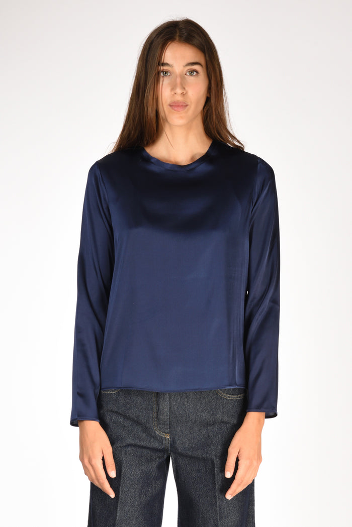 Shirt C Zero Camicia Seta Blu Donna - 2