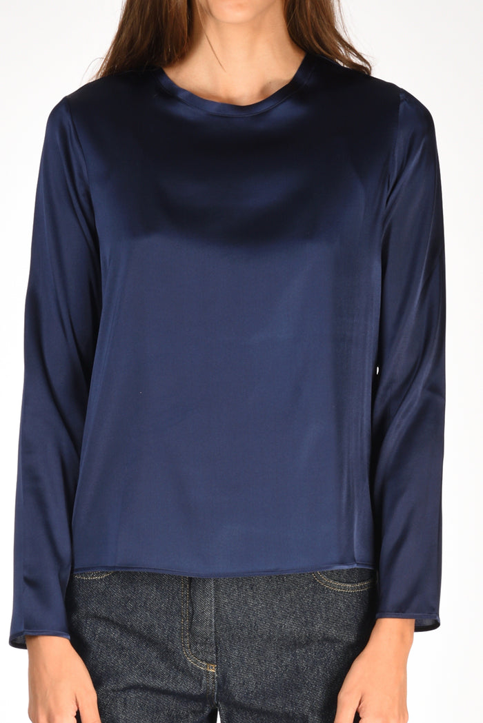 Shirt C Zero Camicia Seta Blu Donna - 3