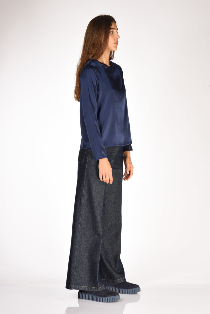 Shirt C Zero Camicia Seta Blu Donna - 4