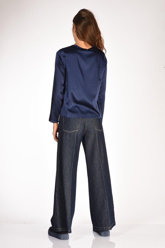 Shirt C Zero Camicia Seta Blu Donna - 5