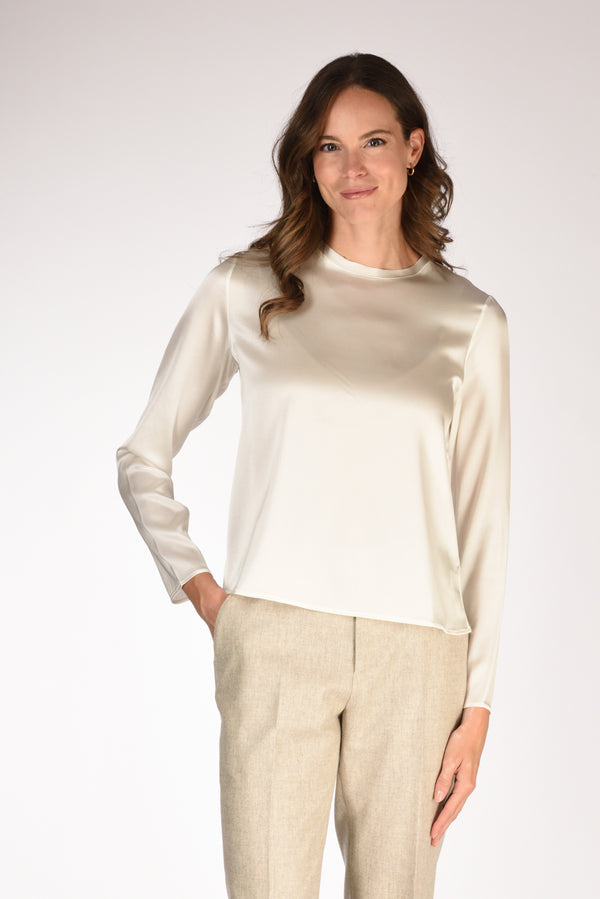 Shirt C Zero Camicia Seta Bianco Latte Donna