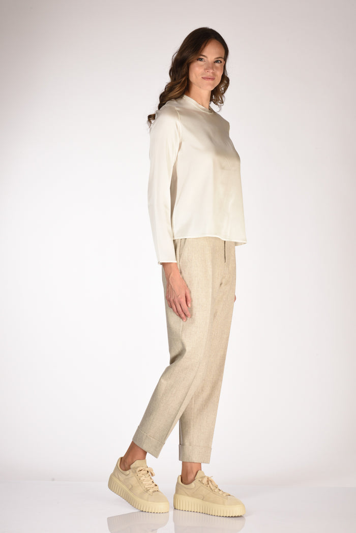 Shirt C Zero Camicia Seta Bianco Latte Donna - 4