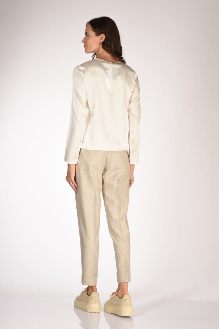 Shirt C Zero Camicia Seta Bianco Latte Donna - 5