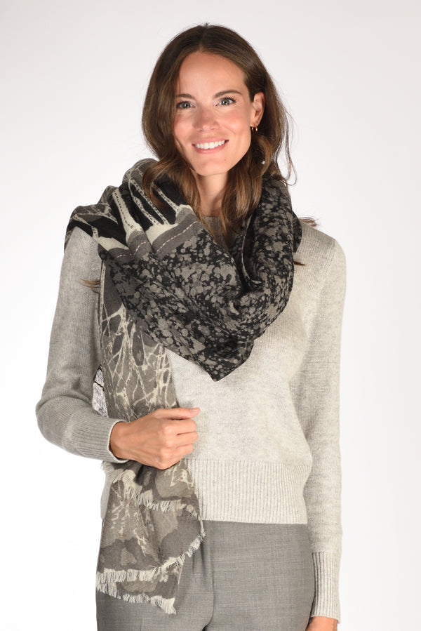 Pyaar Sciarpa Stampata Grigio/beige Donna