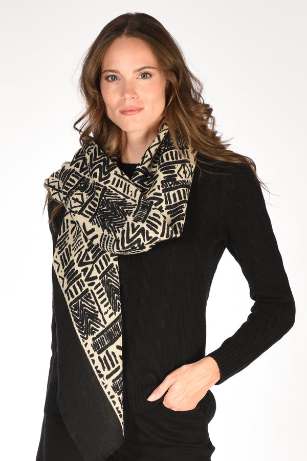 Pyaar Sciarpa Stampata Nero/bianco Donna