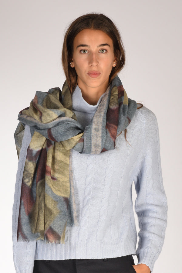 Jaitush Sciarpa Stampata Azzurro/beige/bordeaux/multicolor Donna