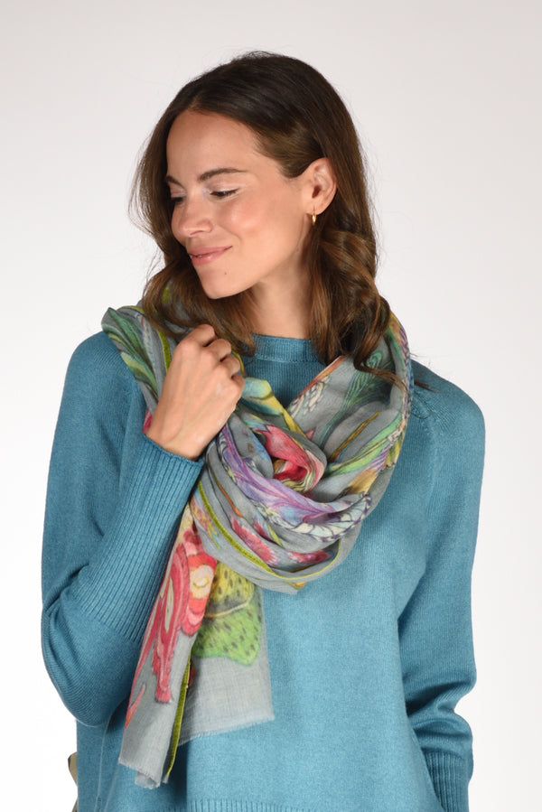 Jaitush Sciarpa Stampata Azzurro/multicolor Donna