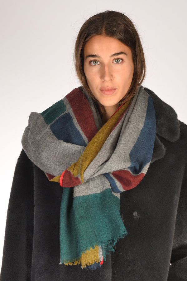 Jaitush Sciarpa Stampata Grigio/multicolor Donna