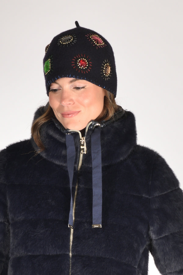 Le Chapeau Cappello Decorato Blu Donna