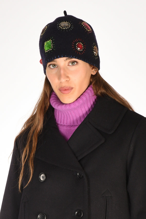Le Chapeau Cappello Decorato Blu Donna