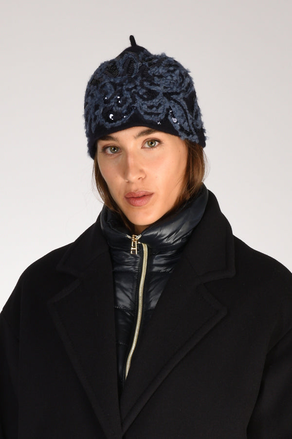 Le Chapeau Cappello Decorato Blu Donna