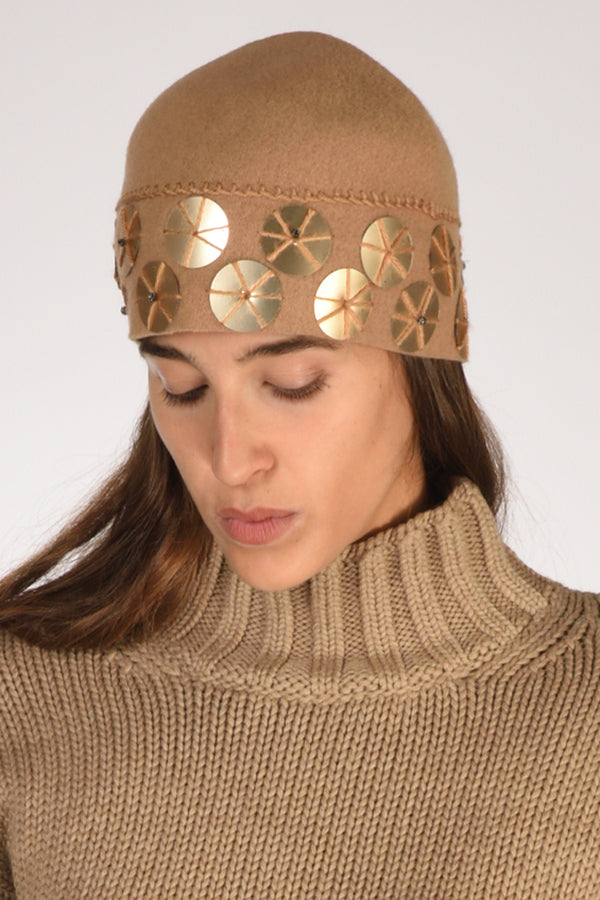 Le Chapeau Cappello Decorato Beige/oro Donna