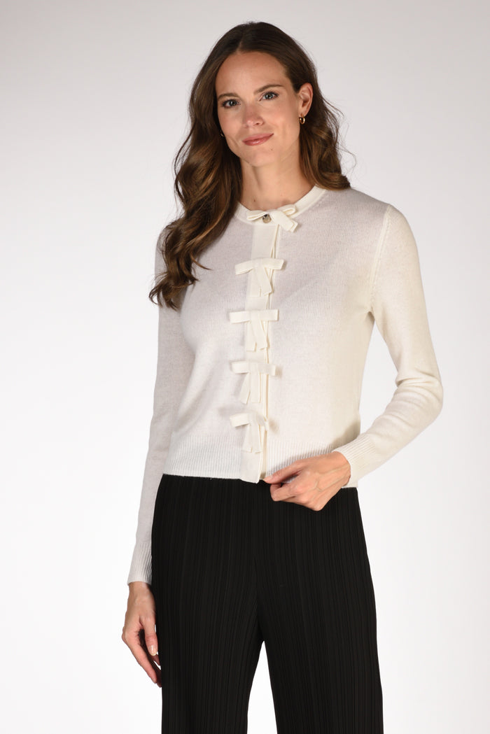 Allude Maglia Cardigan Bianco Naturale Donna - 1