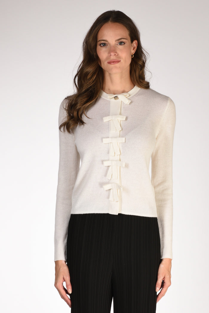 Allude Maglia Cardigan Bianco Naturale Donna - 2