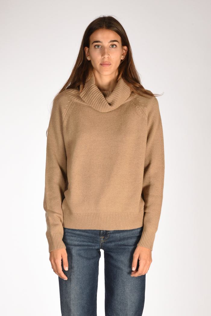 Allude Maglia Collo Alto Beige Scuro Donna - 2