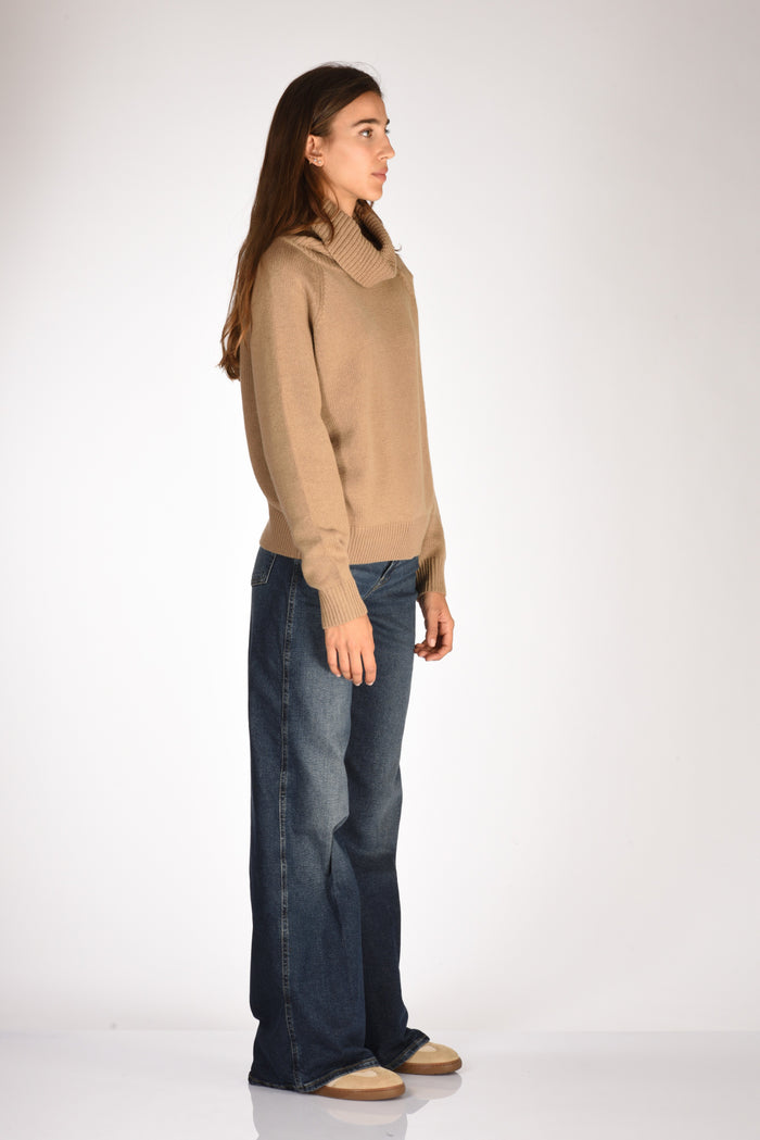 Allude Maglia Collo Alto Beige Scuro Donna - 4