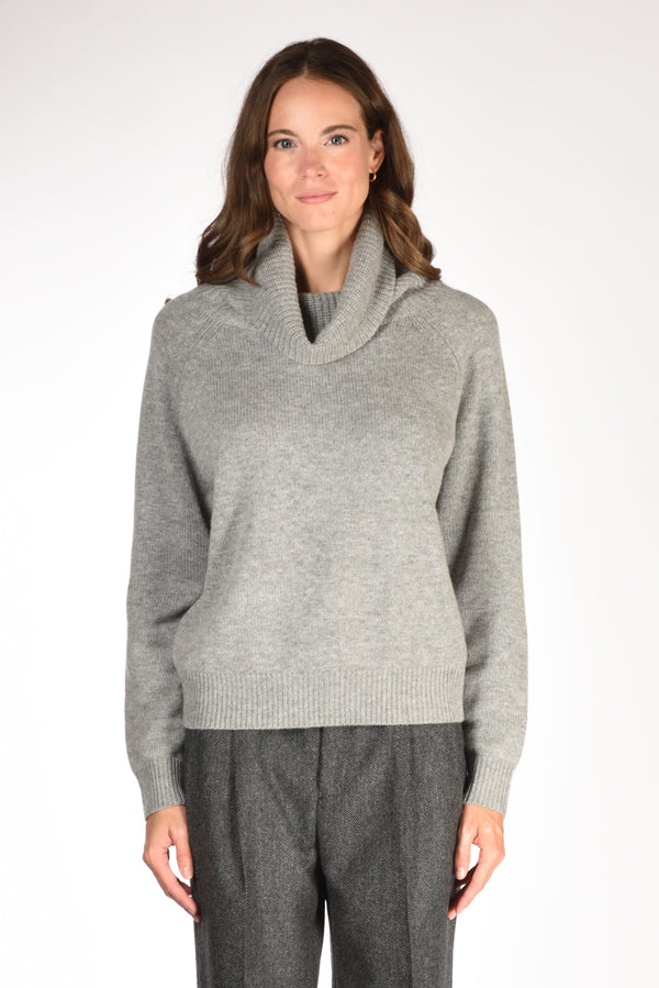 Allude Maglia Collo Alto Grigio Donna-2