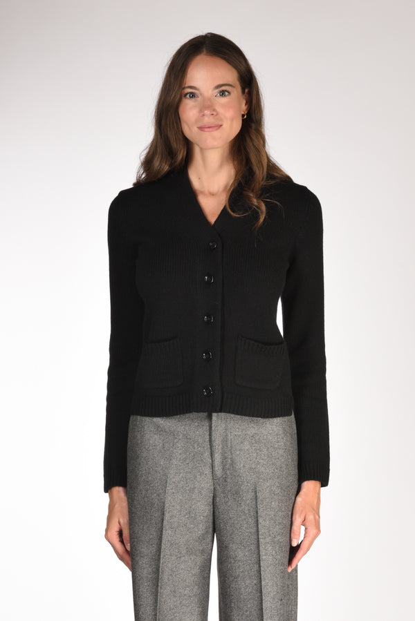 Allude Maglia Cardigan Nero Donna-2