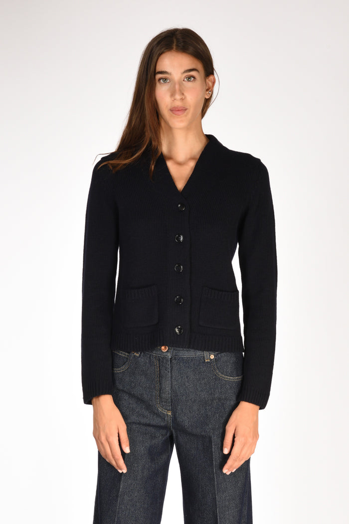 Allude Maglia Cardigan Blu Donna - 2