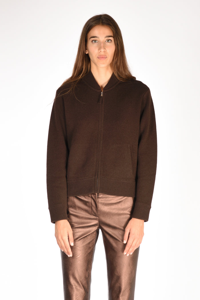 Allude Maglia Zippata Marrone Donna - 2