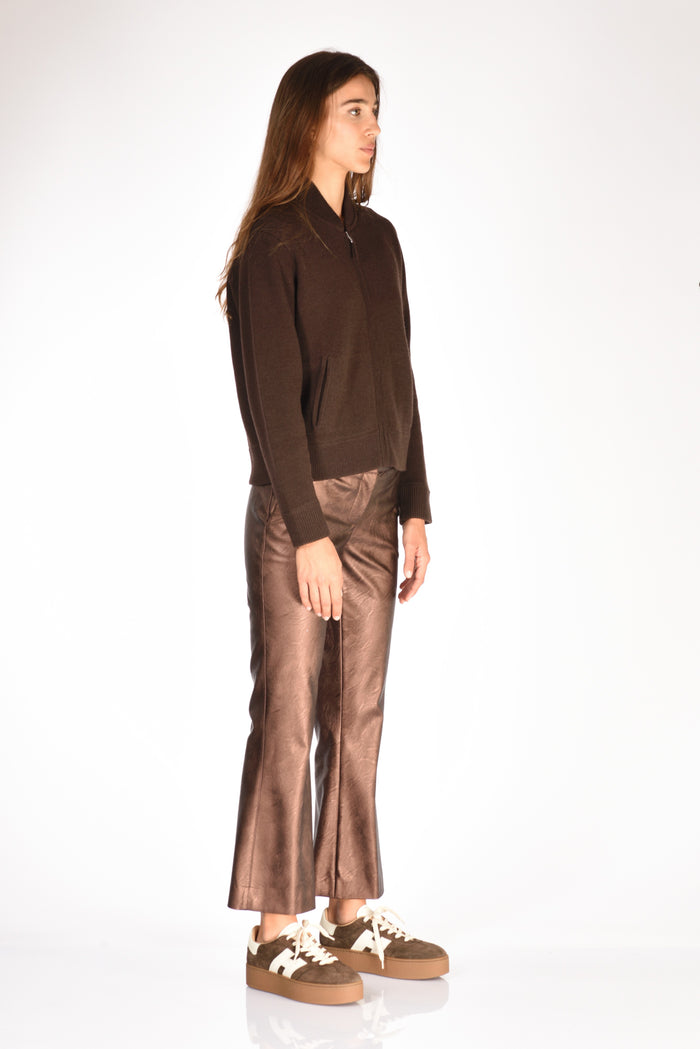 Allude Maglia Zippata Marrone Donna - 4
