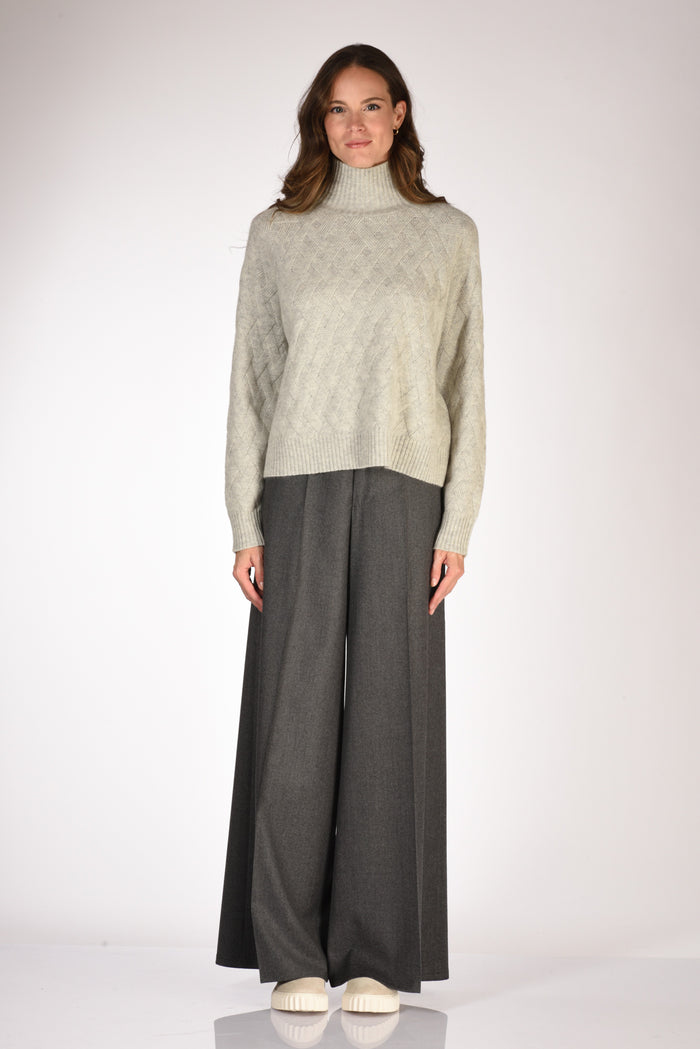 Allude Maglia Lupetto Grigio Chiaro Donna - 2