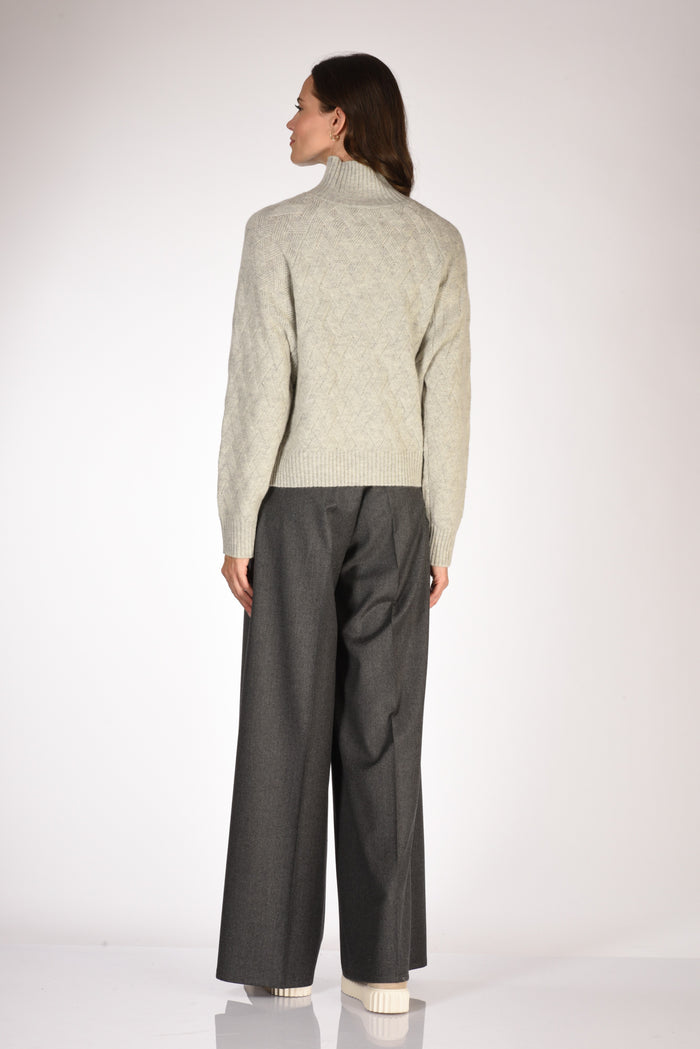 Allude Maglia Lupetto Grigio Chiaro Donna - 5