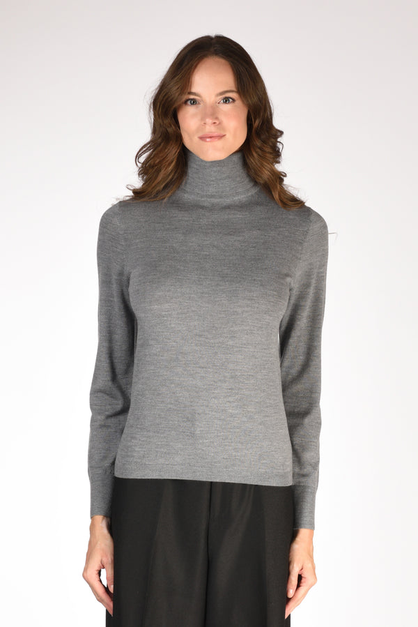 Allude Maglia Collo Alto Grigio Donna-2