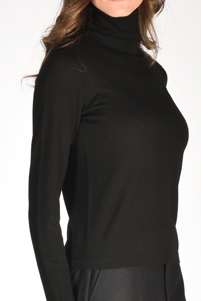 Allude Maglia Collo Alto Nero Donna - 3
