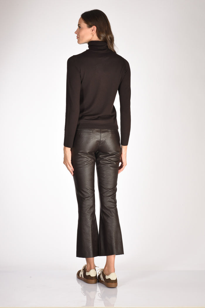 Allude Maglia Collo Alto Marrone Donna - 5