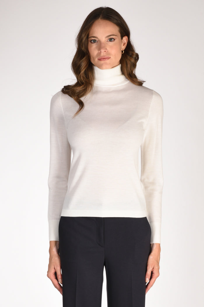 Allude Maglia Collo Alto Bianco Naturale Donna - 2