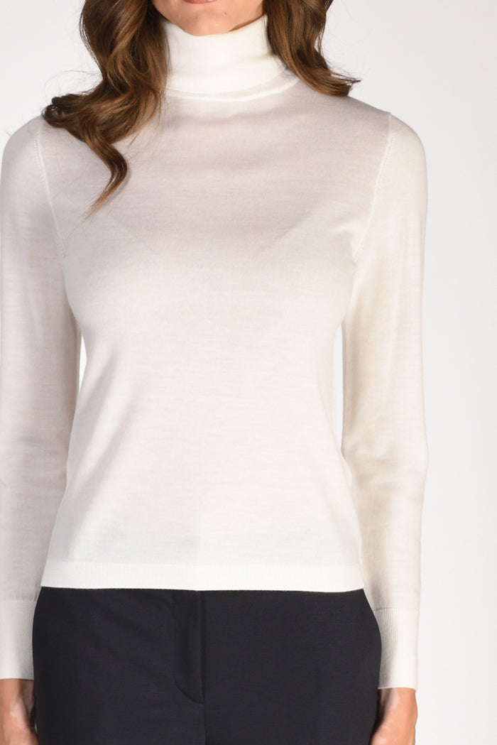 Allude Maglia Collo Alto Bianco Naturale Donna - 3