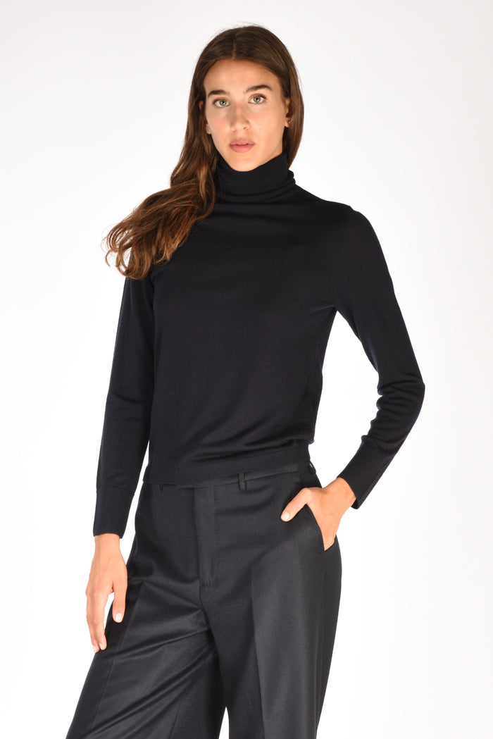 Allude Maglia Collo Alto Blu Donna - 1