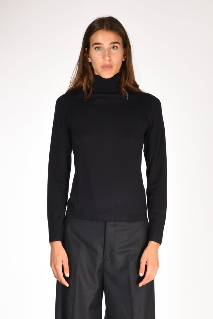 Allude Maglia Collo Alto Blu Donna - 2