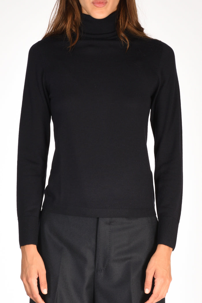 Allude Maglia Collo Alto Blu Donna - 3