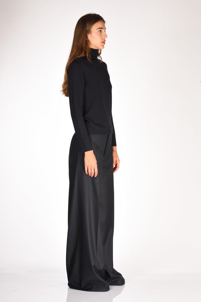 Allude Maglia Collo Alto Blu Donna - 4