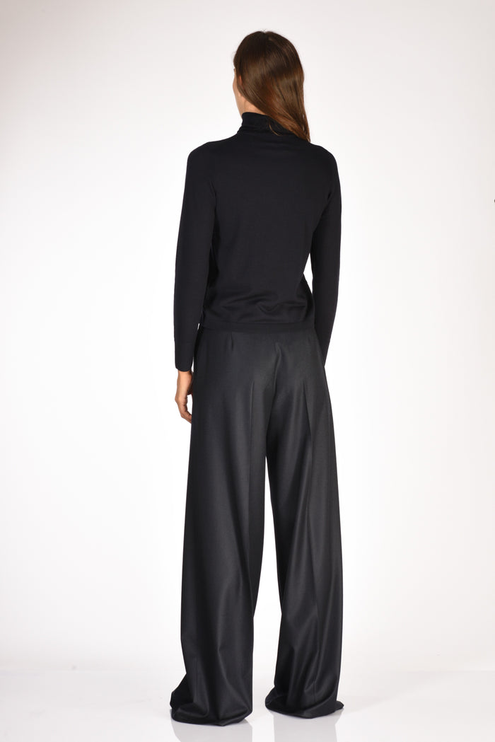 Allude Maglia Collo Alto Blu Donna - 5