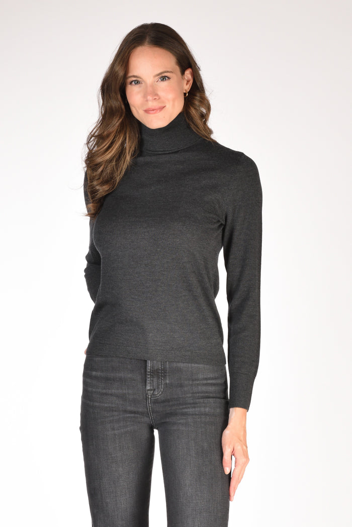 Allude Maglia Collo Alto Grigio Scuro Donna - 1